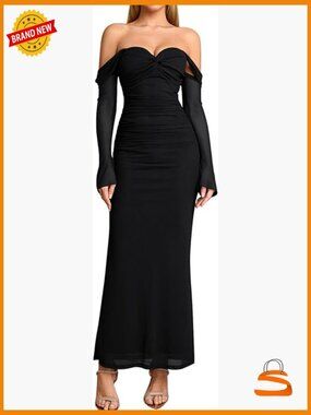 Off Shoulder Long Sleeve Bodycon Formal Dress